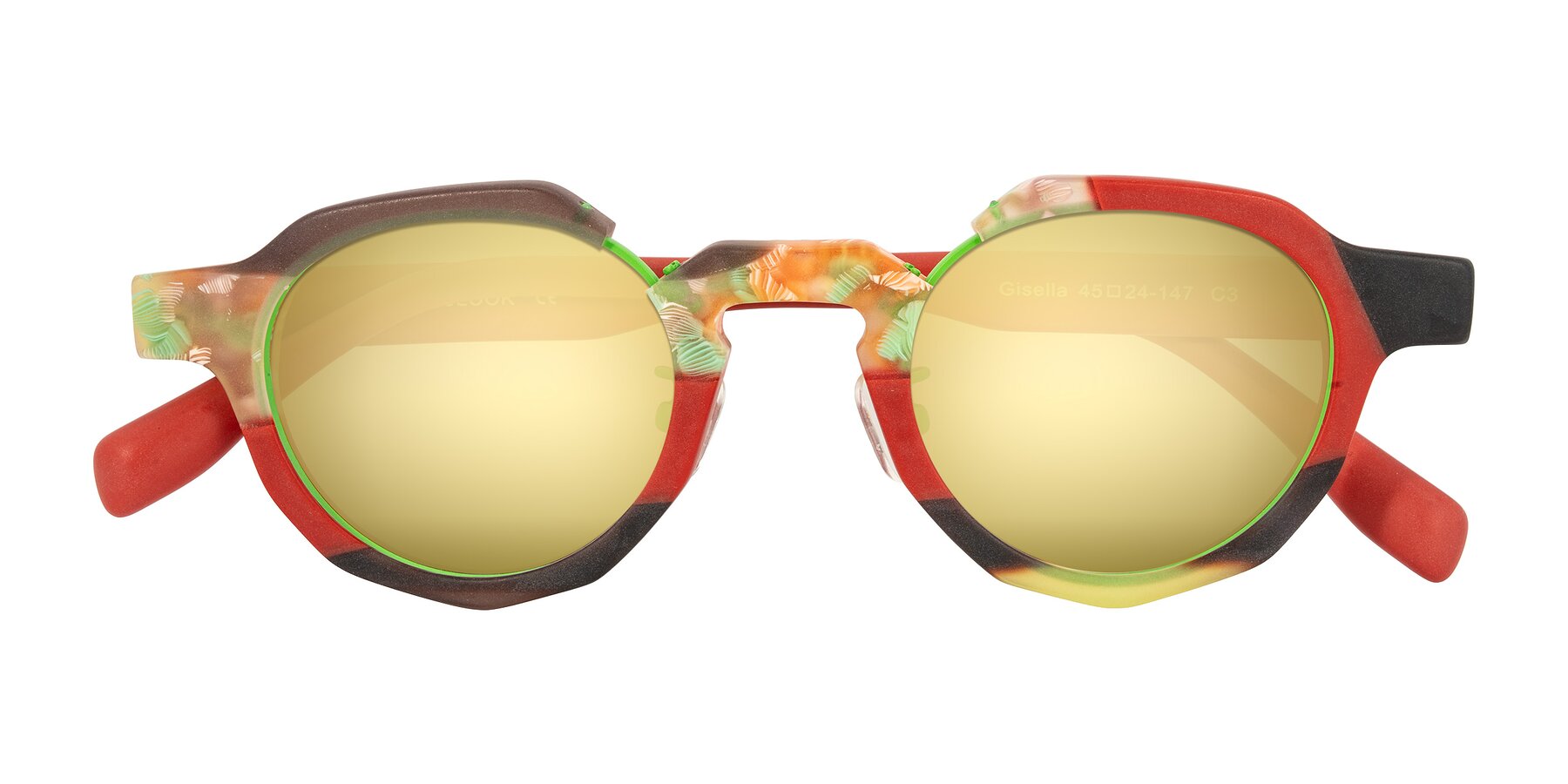 Folded Front of Gisella in Matte Garden with Gold Mirrored Lenses