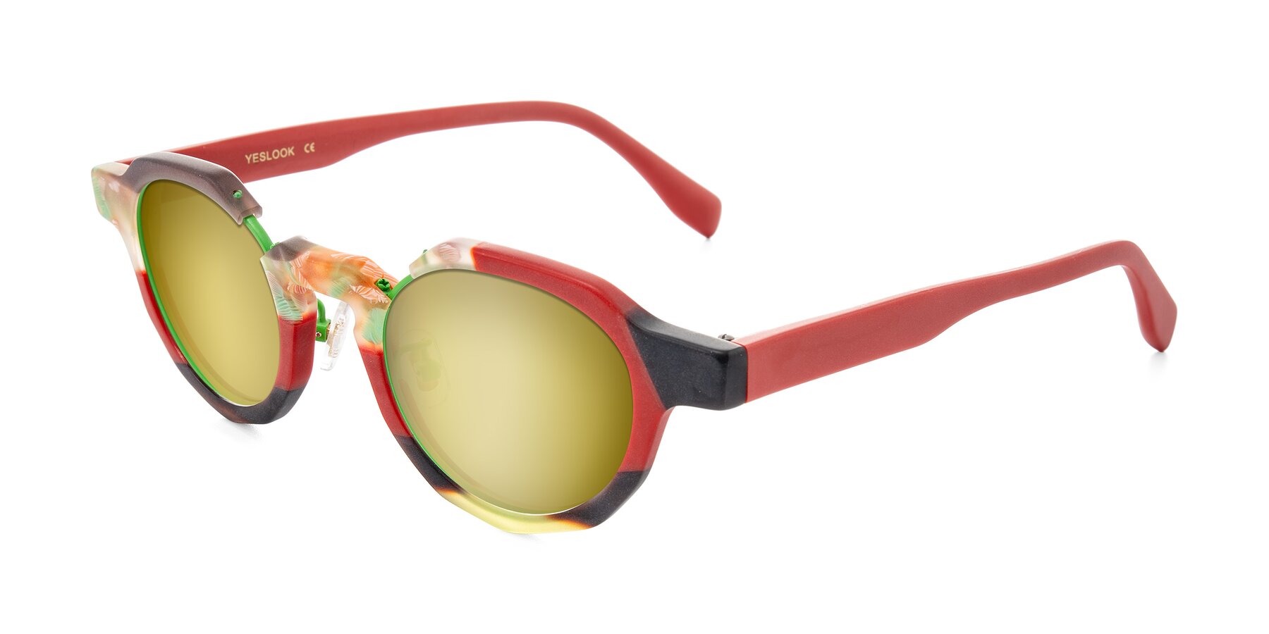 Angle of Gisella in Matte Garden with Gold Mirrored Lenses