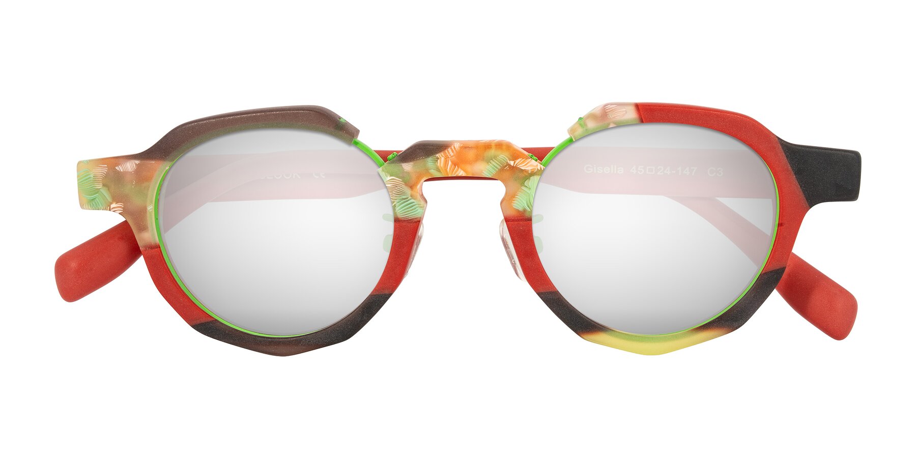 Folded Front of Gisella in Matte Garden with Silver Mirrored Lenses