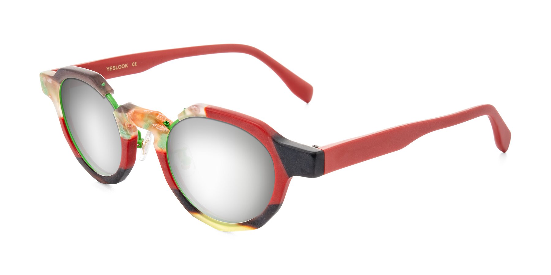 Angle of Gisella in Matte Garden with Silver Mirrored Lenses