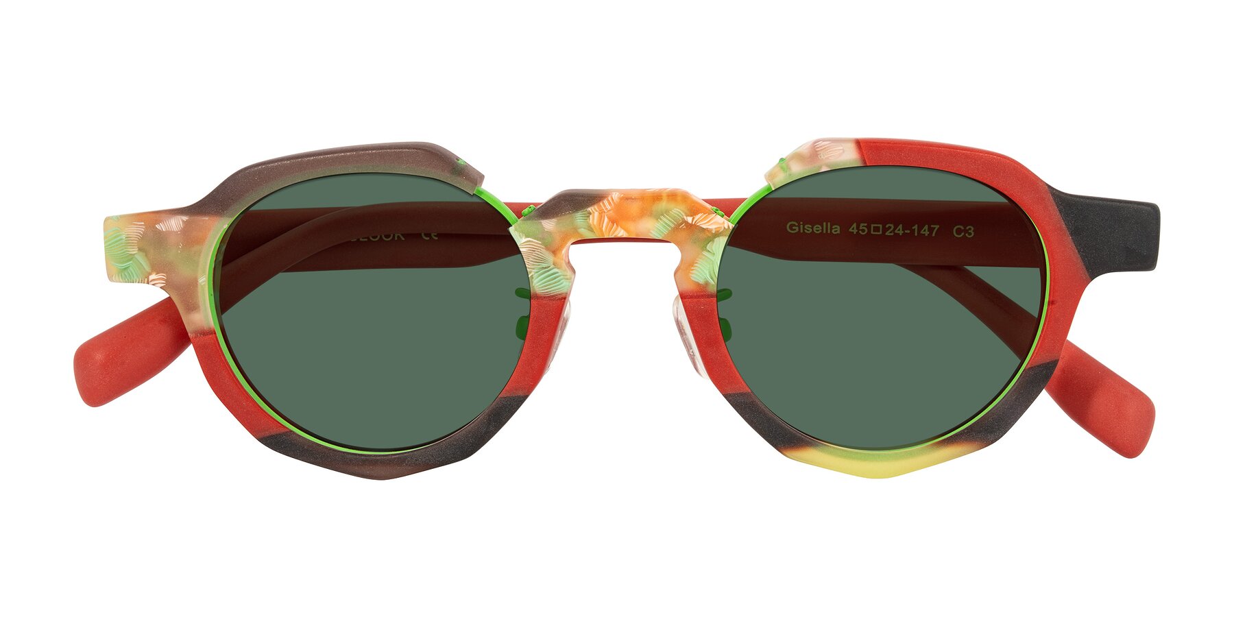 Folded Front of Gisella in Matte Garden with Green Polarized Lenses