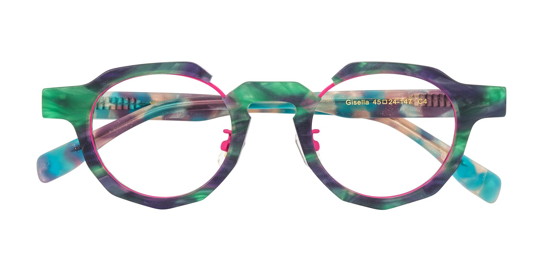 Folded Front of Gisella in Matte Aurora with Clear Eyeglass Lenses