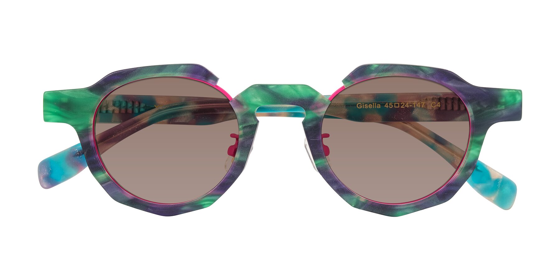 Folded Front of Gisella in Matte Aurora with Medium Brown Tinted Lenses