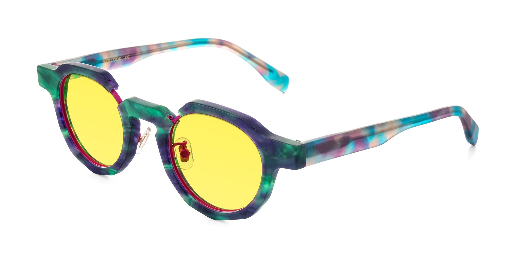 Angle of Gisella in Matte Aurora with Medium Yellow Tinted Lenses