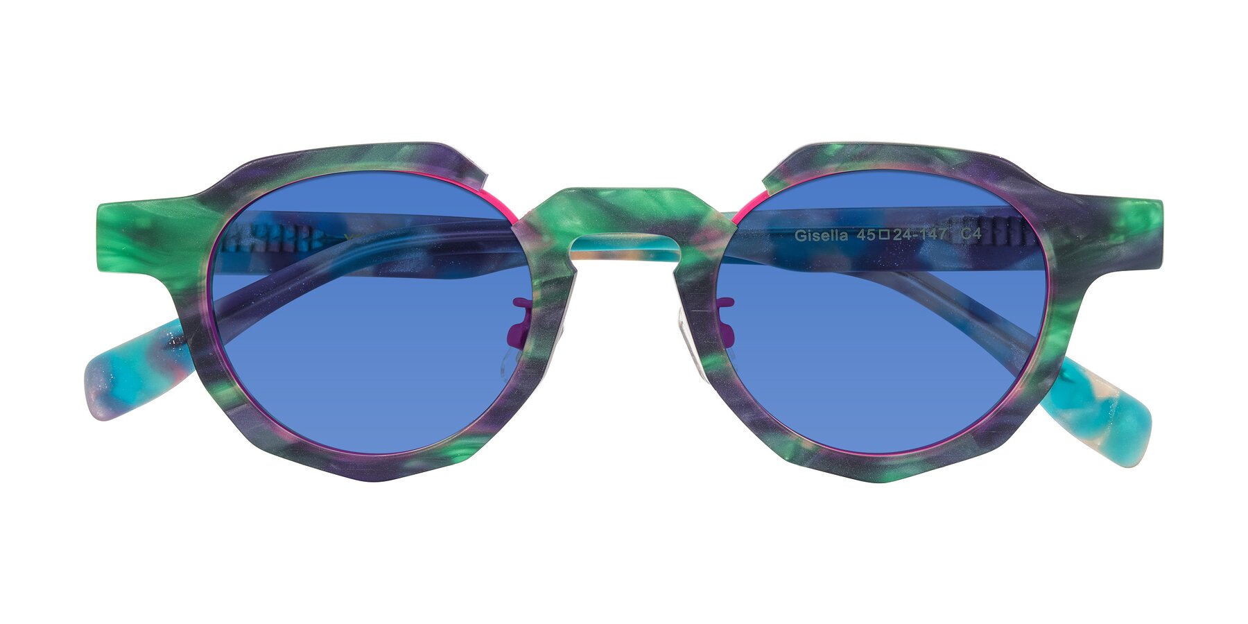 Folded Front of Gisella in Matte Aurora with Blue Tinted Lenses