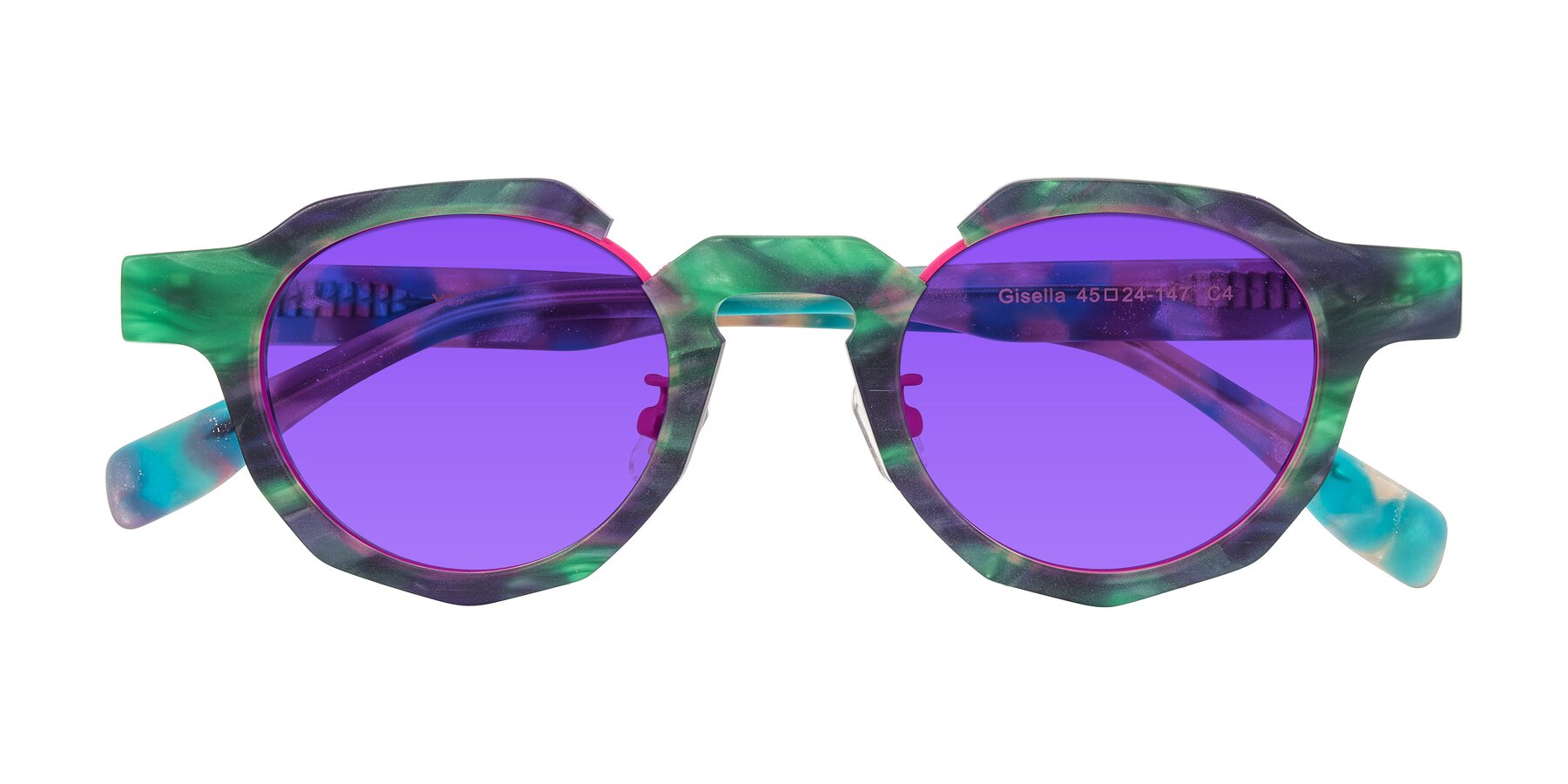 Folded Front of Gisella in Matte Aurora with Purple Tinted Lenses