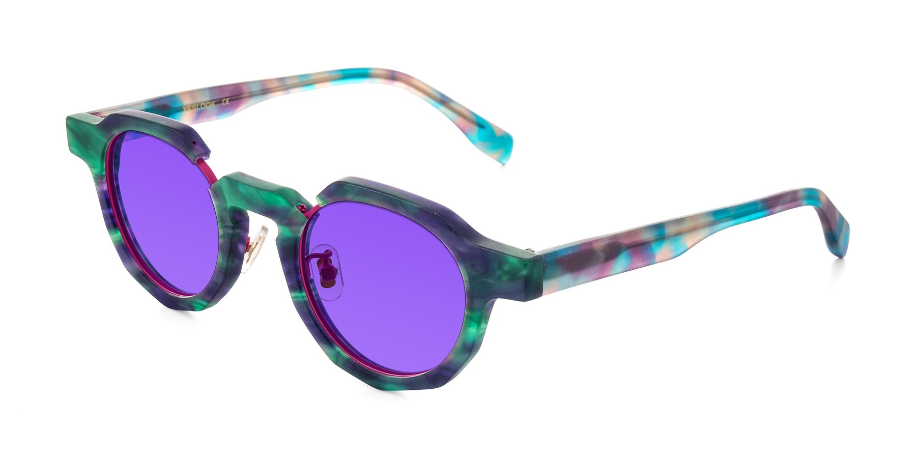 Angle of Gisella in Matte Aurora with Purple Tinted Lenses