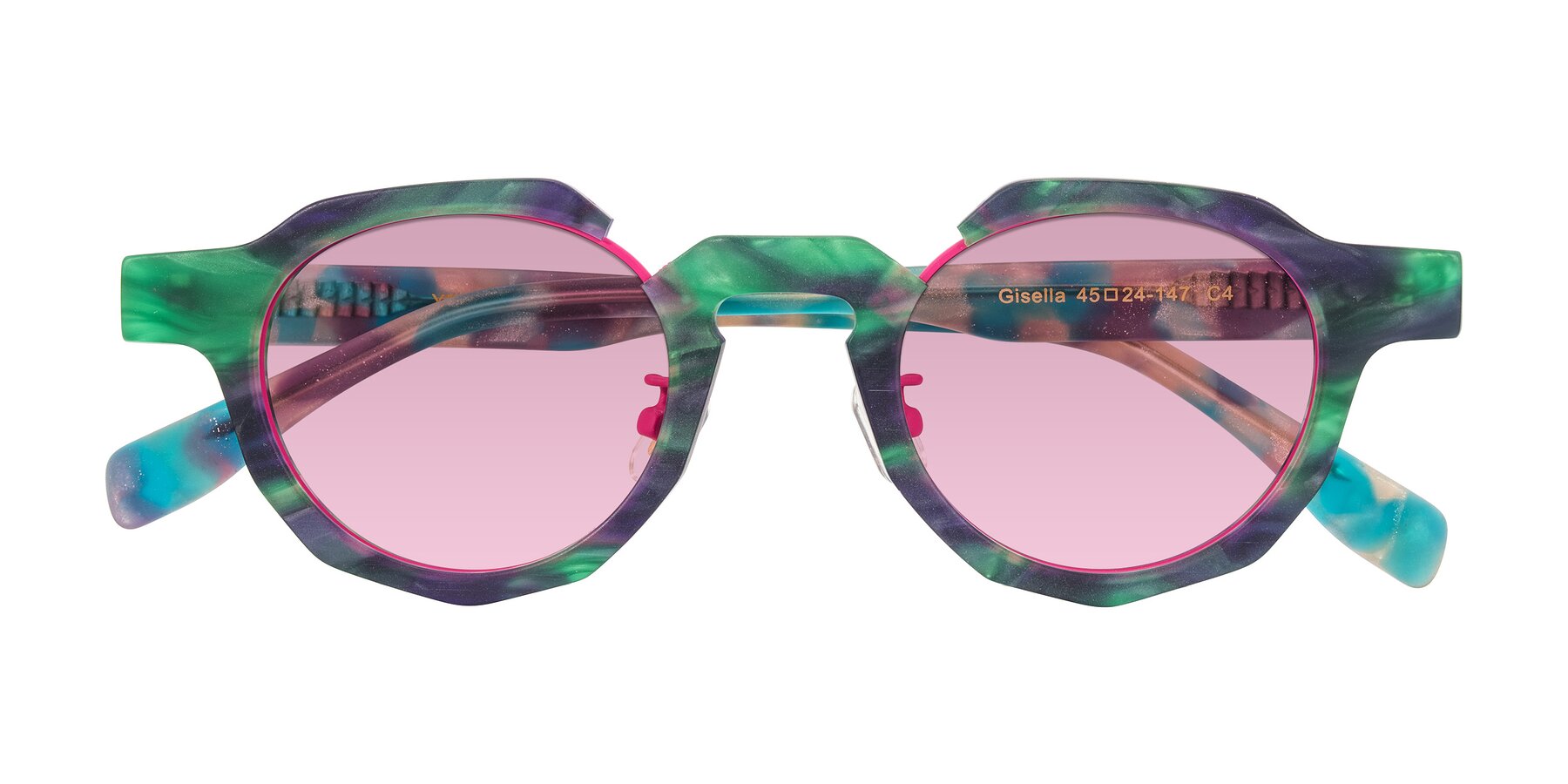 Folded Front of Gisella in Matte Aurora with Light Wine Tinted Lenses