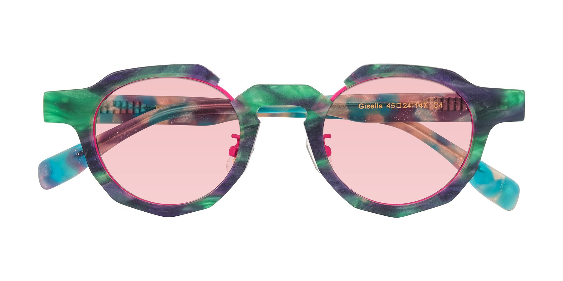 Folded Front of Gisella in Matte Aurora with Light Garnet Tinted Lenses