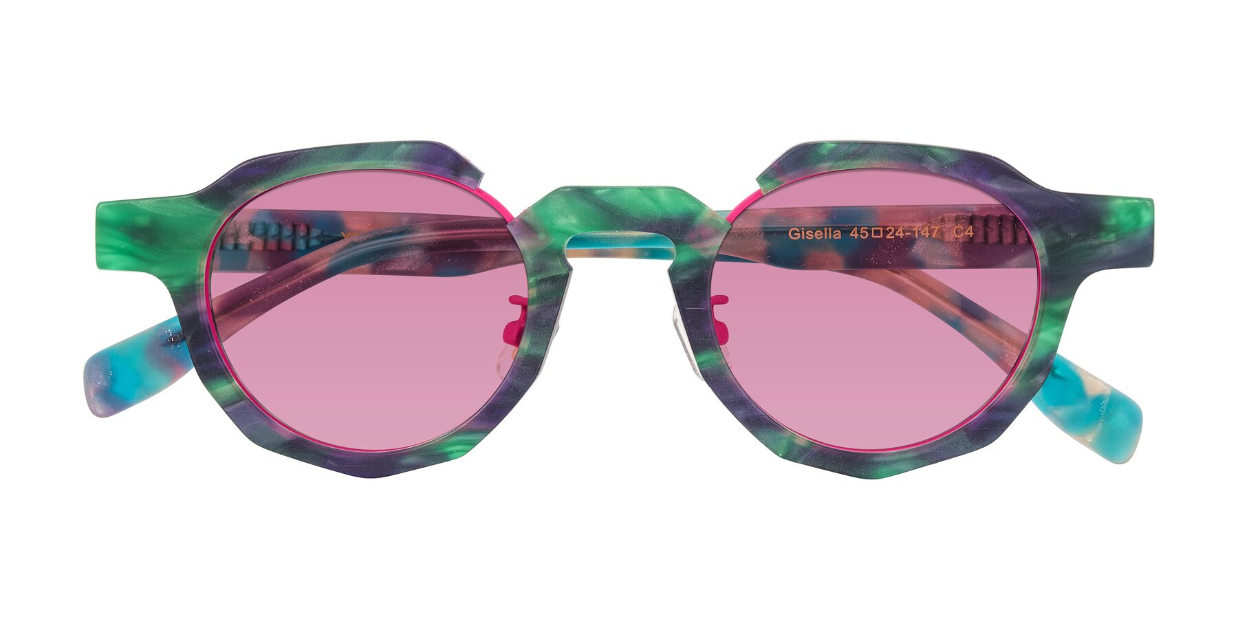 Folded Front of Gisella in Matte Aurora with Medium Wine Tinted Lenses