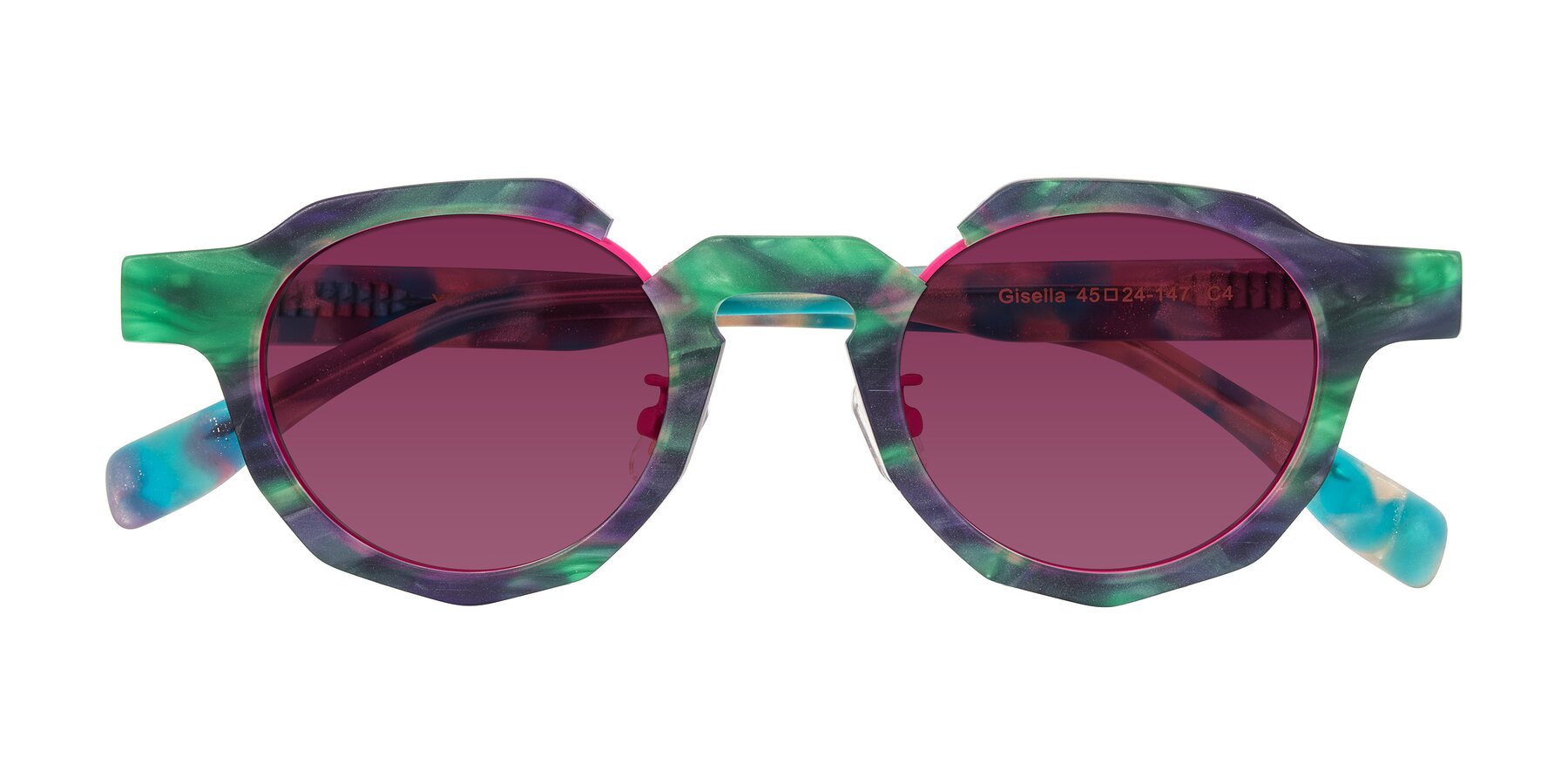 Folded Front of Gisella in Matte Aurora with Wine Tinted Lenses