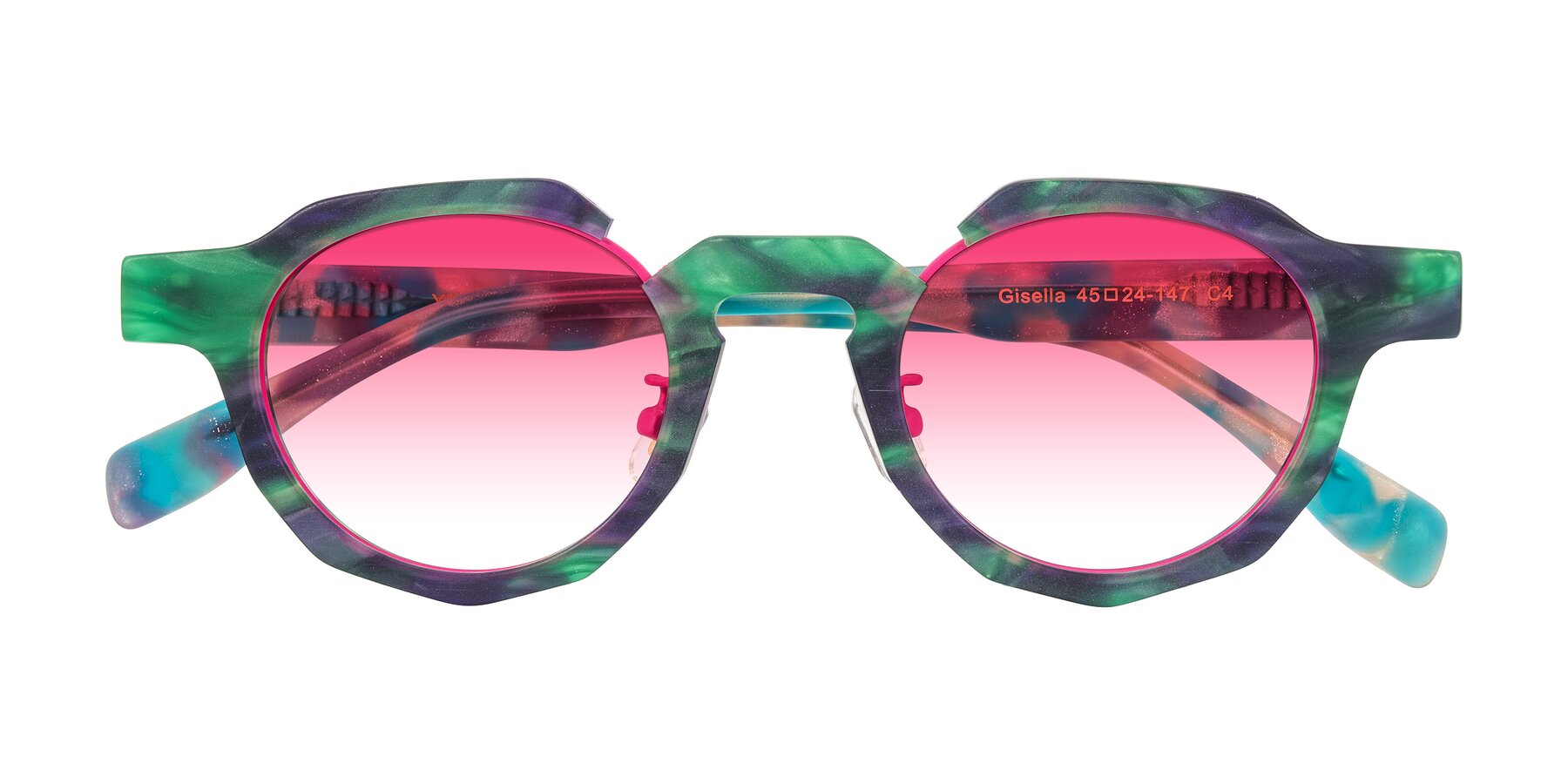 Folded Front of Gisella in Matte Aurora with Pink Gradient Lenses