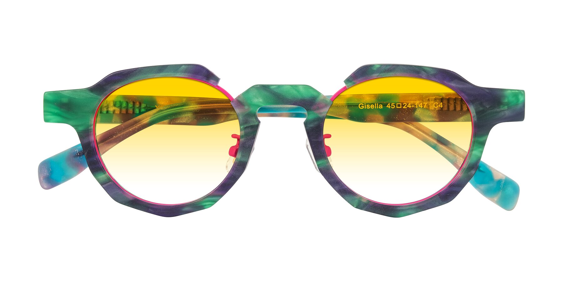 Folded Front of Gisella in Matte Aurora with Yellow Gradient Lenses