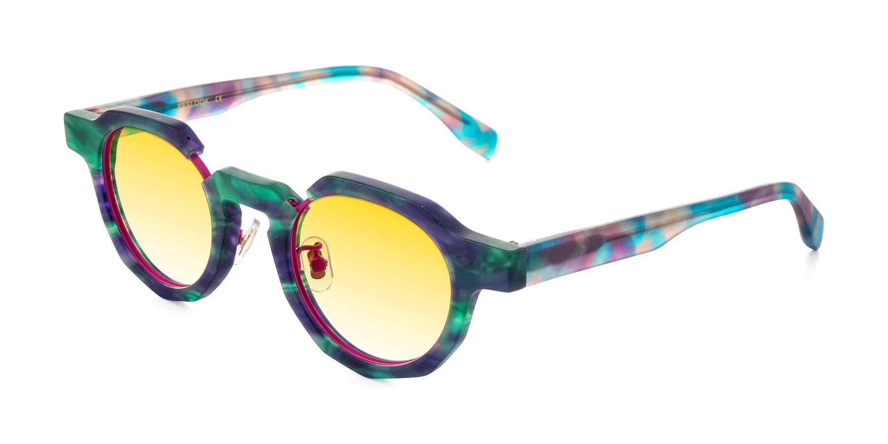 Angle of Gisella in Matte Aurora with Yellow Gradient Lenses