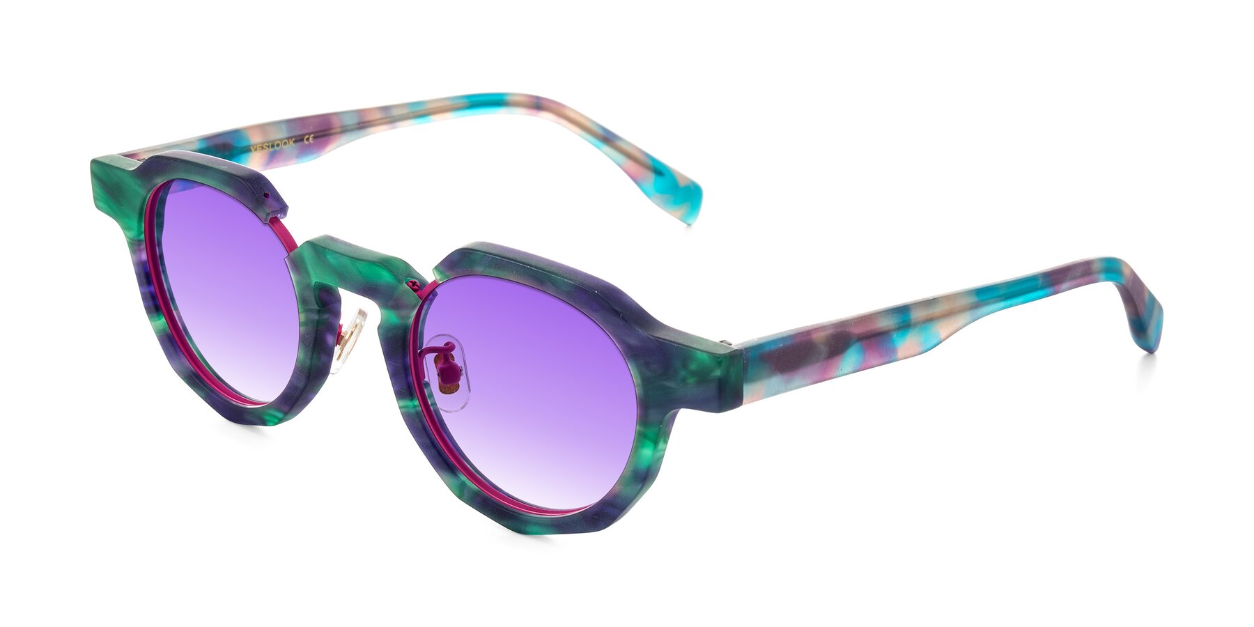 Angle of Gisella in Matte Aurora with Purple Gradient Lenses