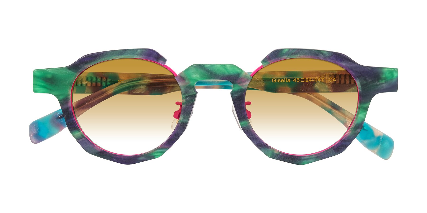 Folded Front of Gisella in Matte Aurora with Champagne Gradient Lenses