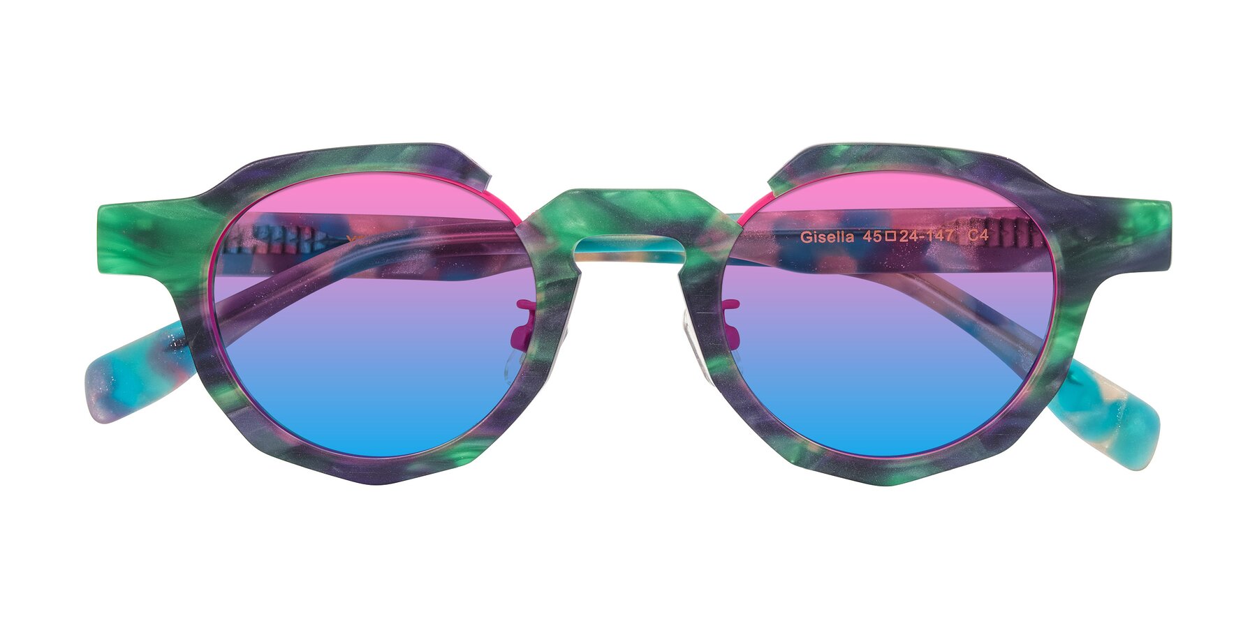 Folded Front of Gisella in Matte Aurora with Pink / Blue Gradient Lenses