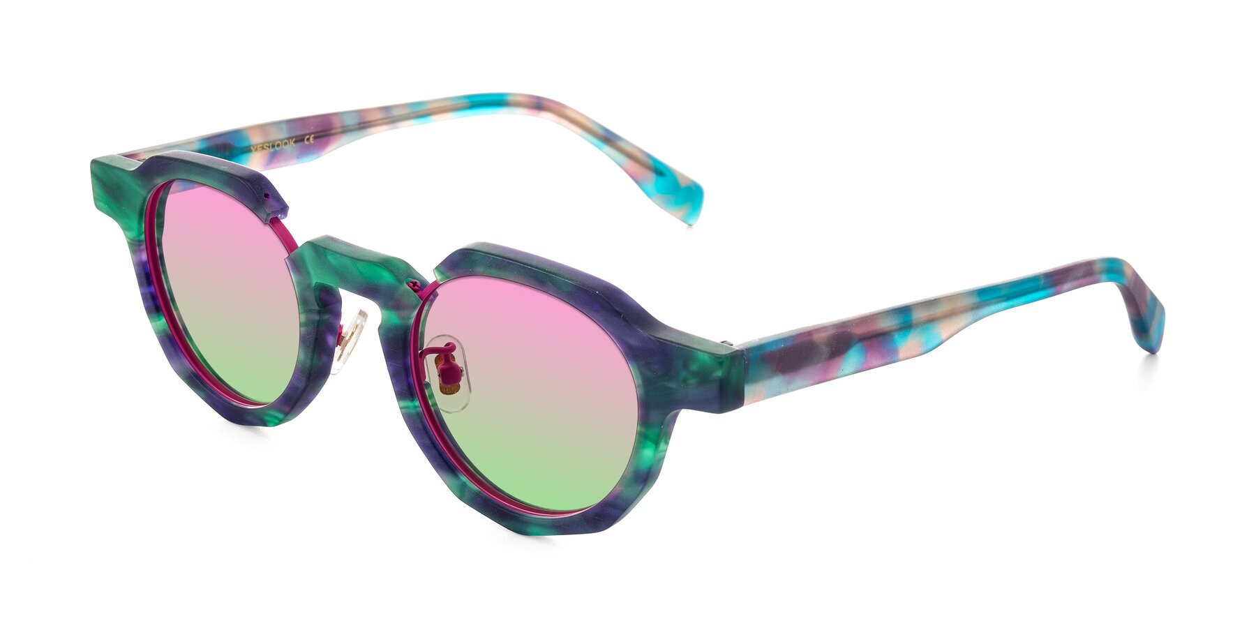 Angle of Gisella in Matte Aurora with Pink / Green Gradient Lenses
