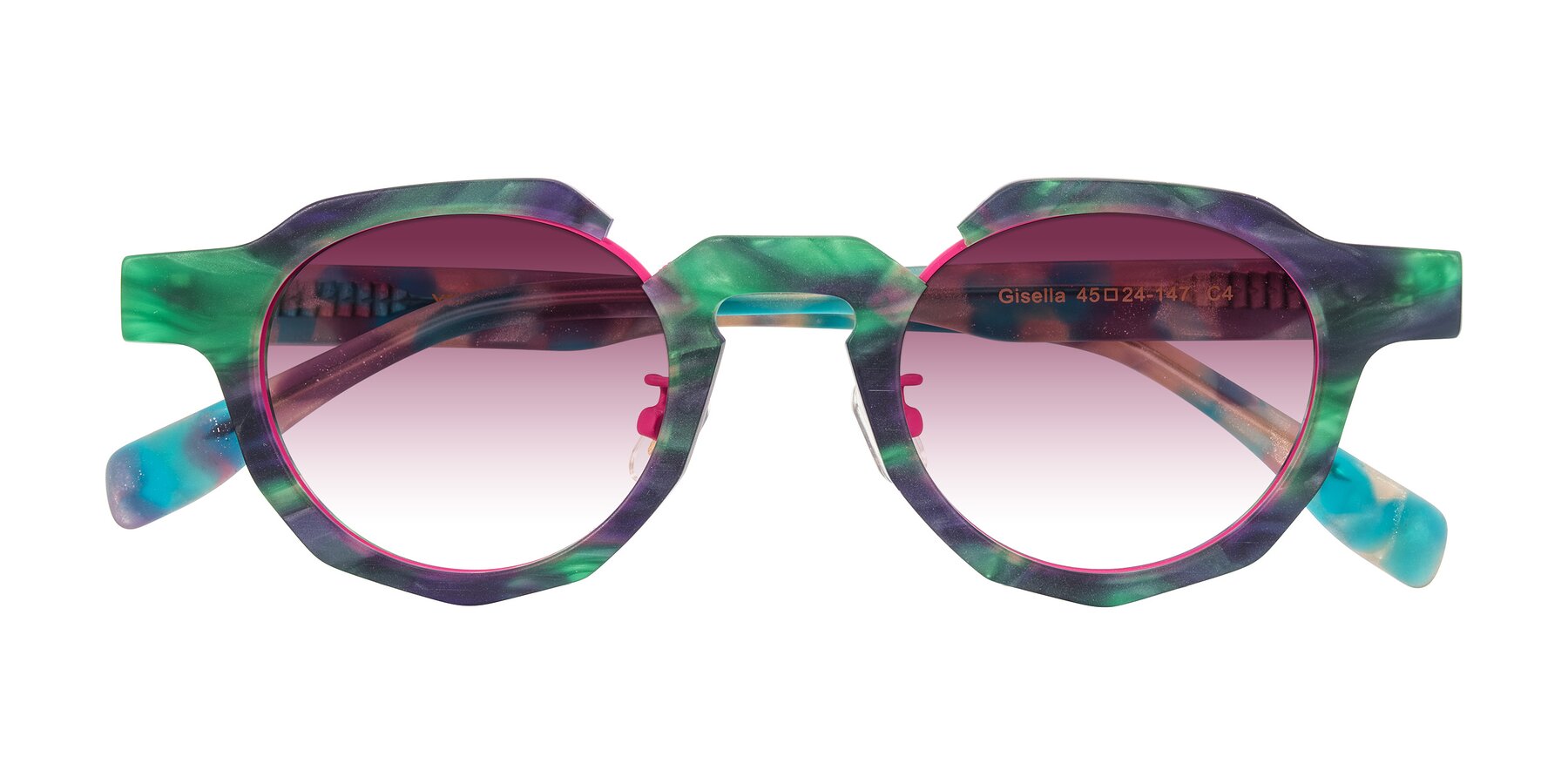 Folded Front of Gisella in Matte Aurora with Wine Gradient Lenses
