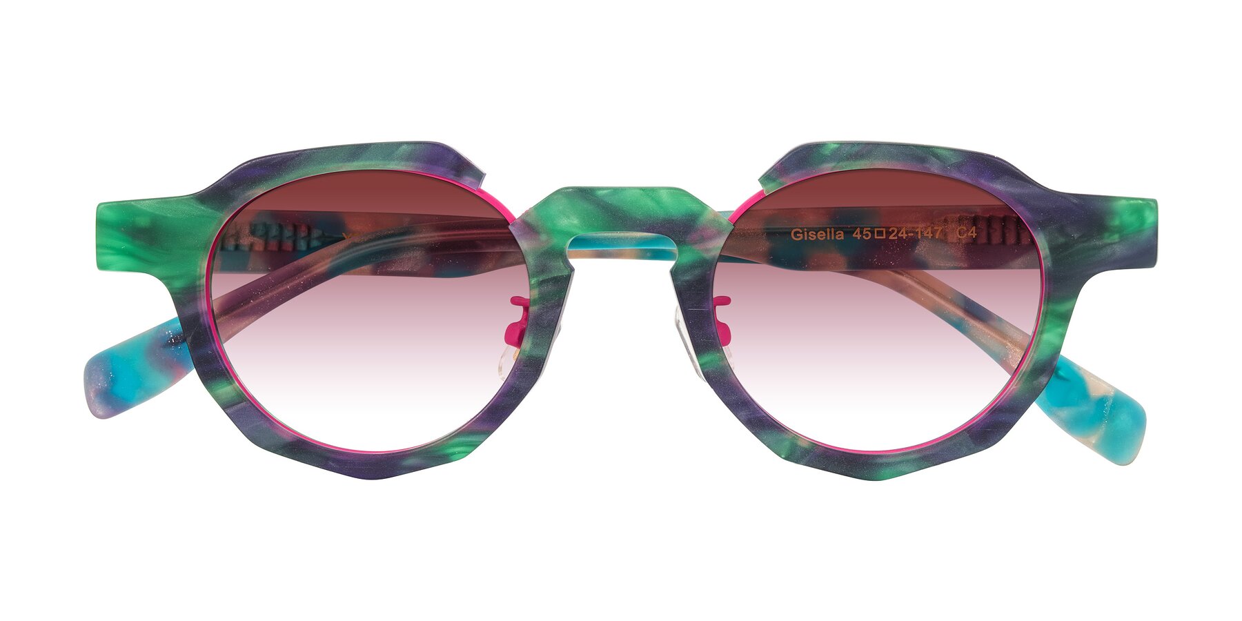 Folded Front of Gisella in Matte Aurora with Garnet Gradient Lenses