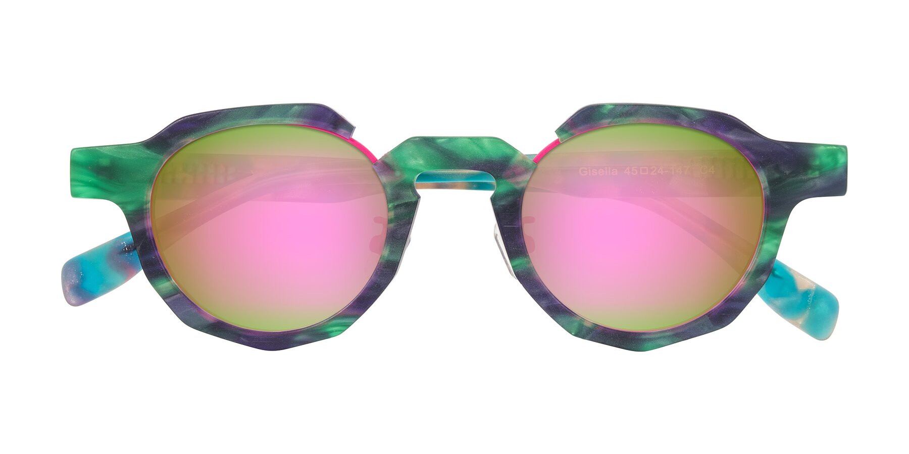 Folded Front of Gisella in Matte Aurora with Pink Mirrored Lenses
