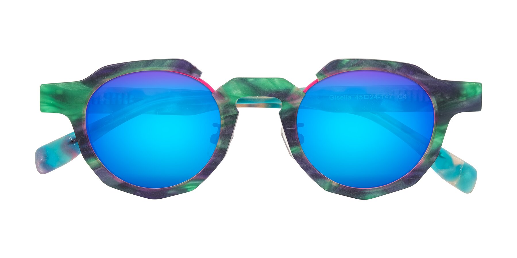 Folded Front of Gisella in Matte Aurora with Blue Mirrored Lenses
