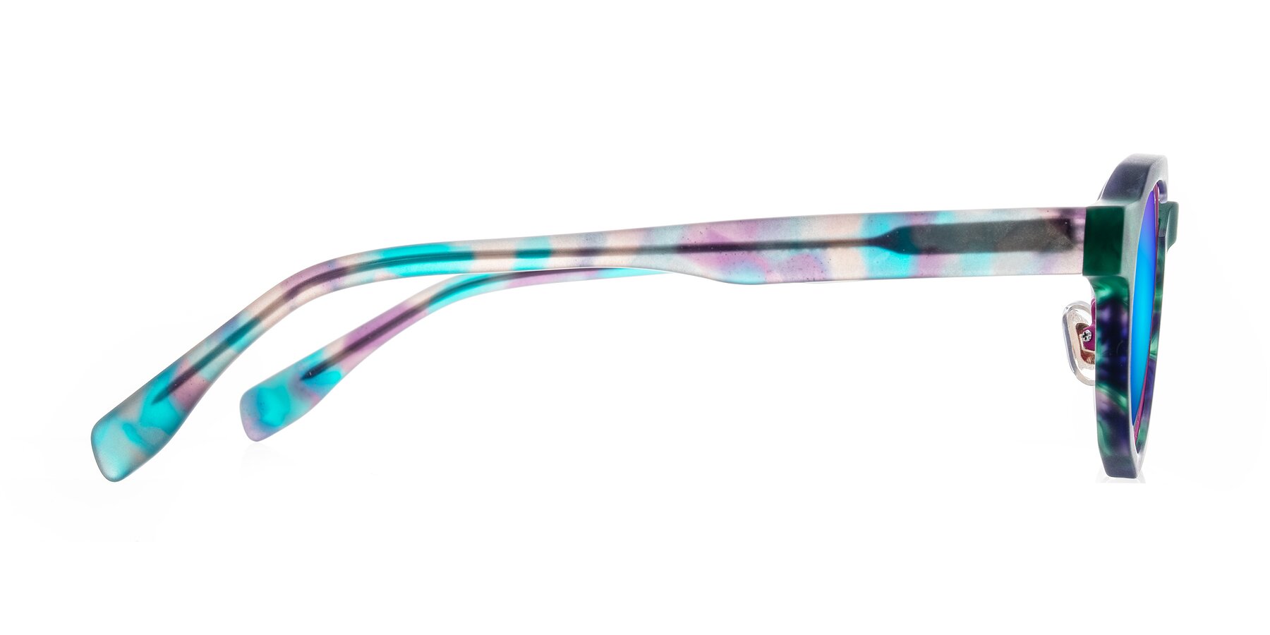 Side of Gisella in Matte Aurora with Blue Mirrored Lenses