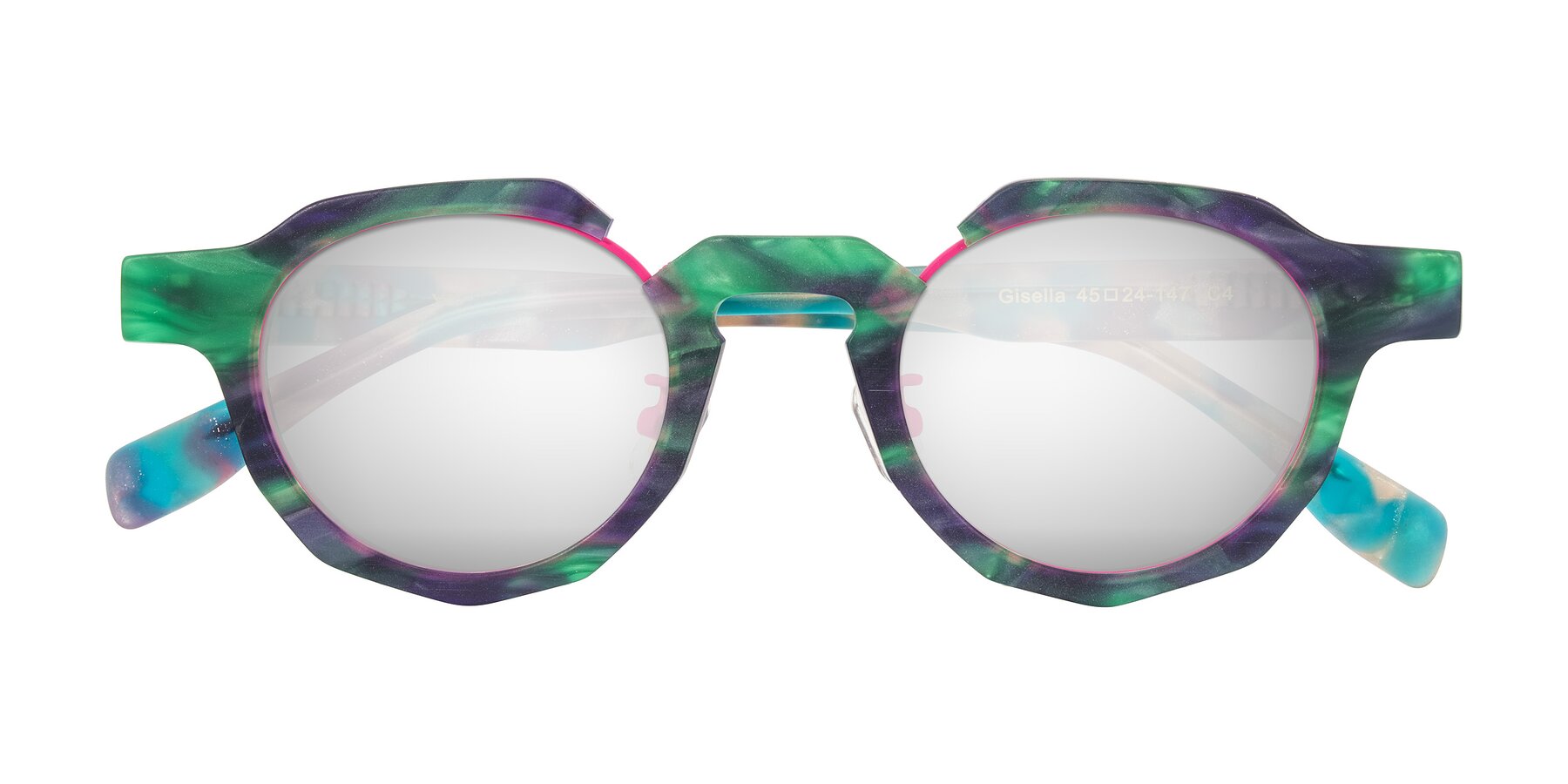 Folded Front of Gisella in Matte Aurora with Silver Mirrored Lenses