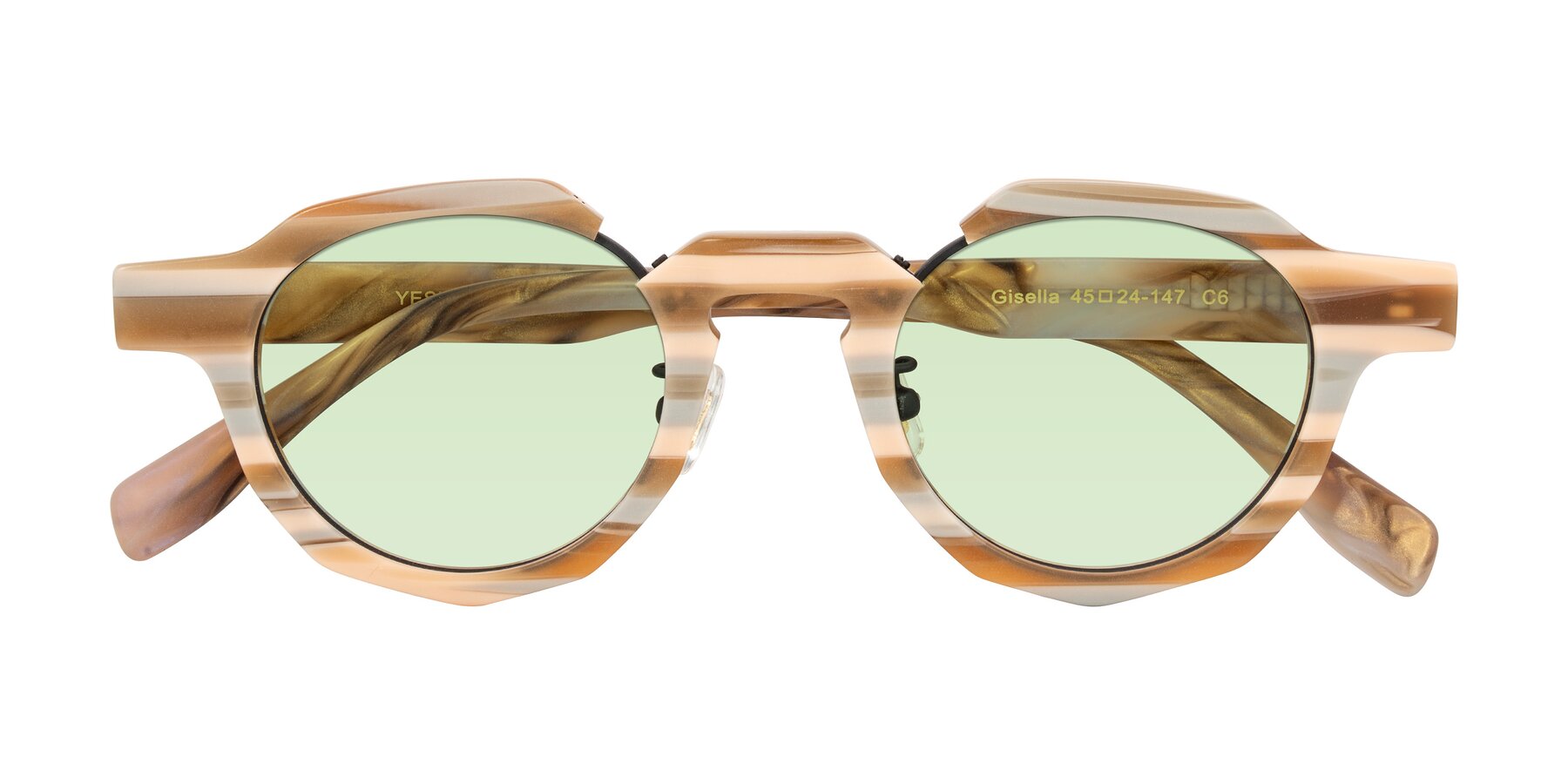 Folded Front of Gisella in Matte Canyon with Light Green Tinted Lenses