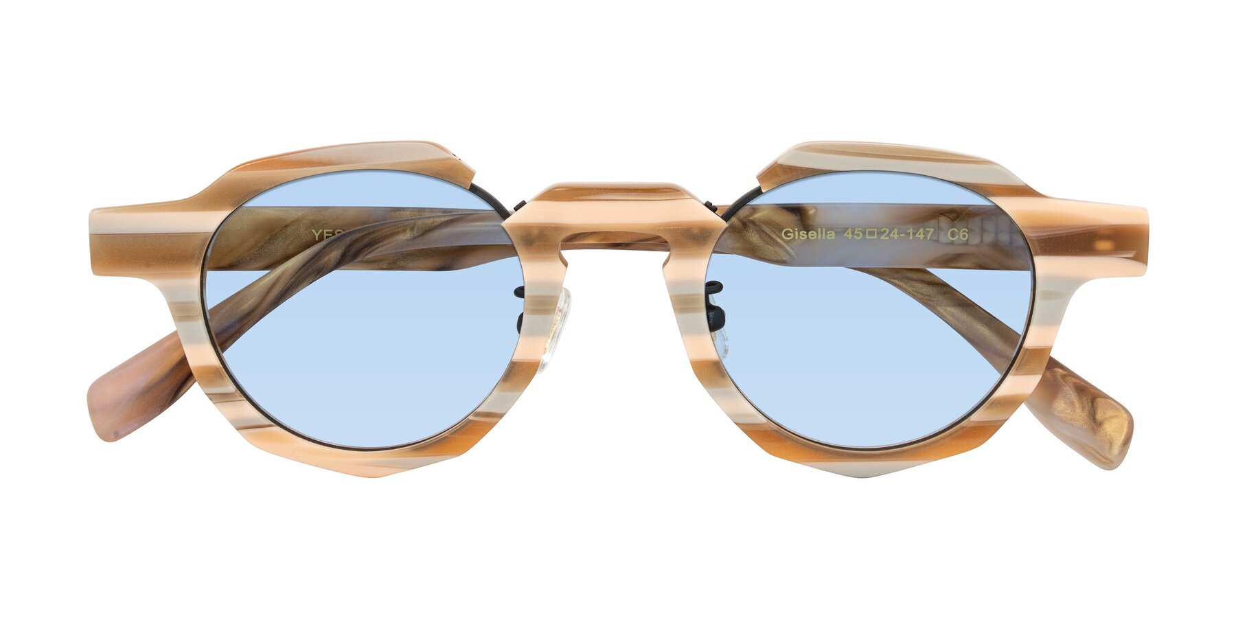 Folded Front of Gisella in Matte Canyon with Light Blue Tinted Lenses