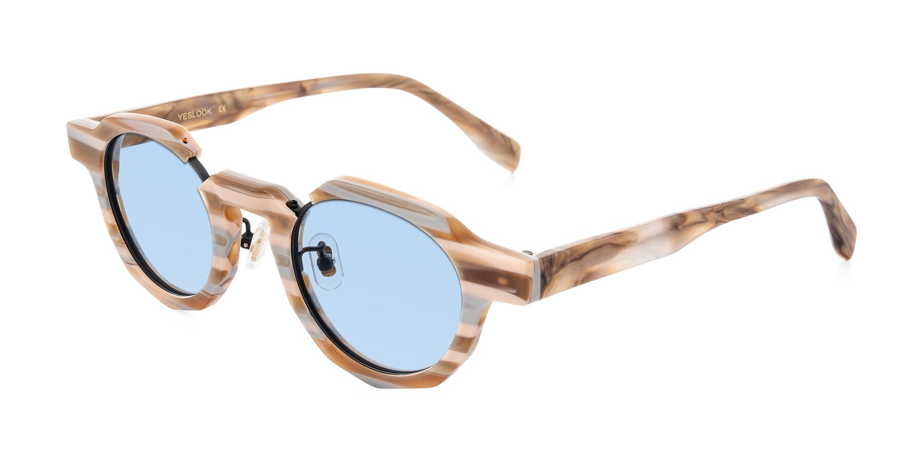 Angle of Gisella in Matte Canyon with Light Blue Tinted Lenses