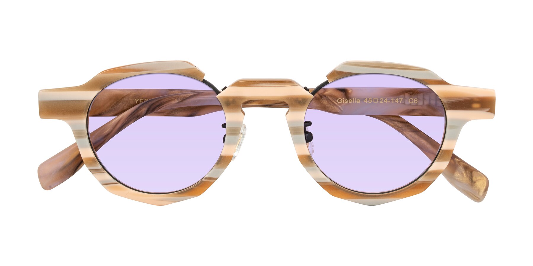 Folded Front of Gisella in Matte Canyon with Light Purple Tinted Lenses