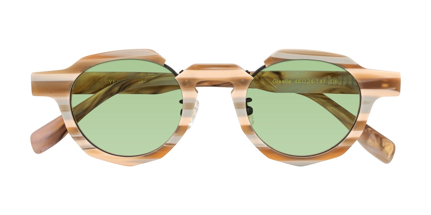 Folded Front of Gisella in Matte Canyon with Medium Green Tinted Lenses