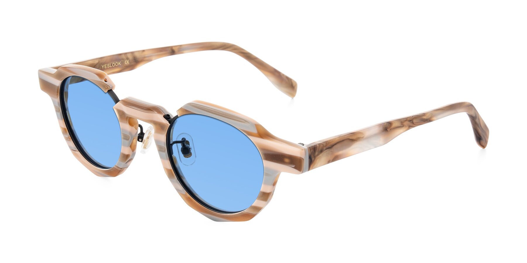 Angle of Gisella in Matte Canyon with Medium Blue Tinted Lenses