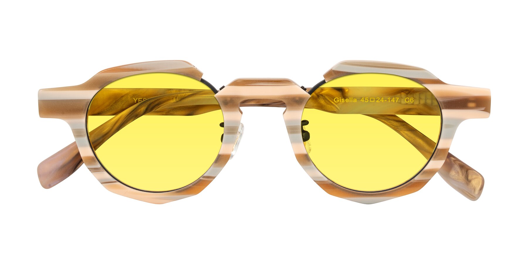 Folded Front of Gisella in Matte Canyon with Medium Yellow Tinted Lenses