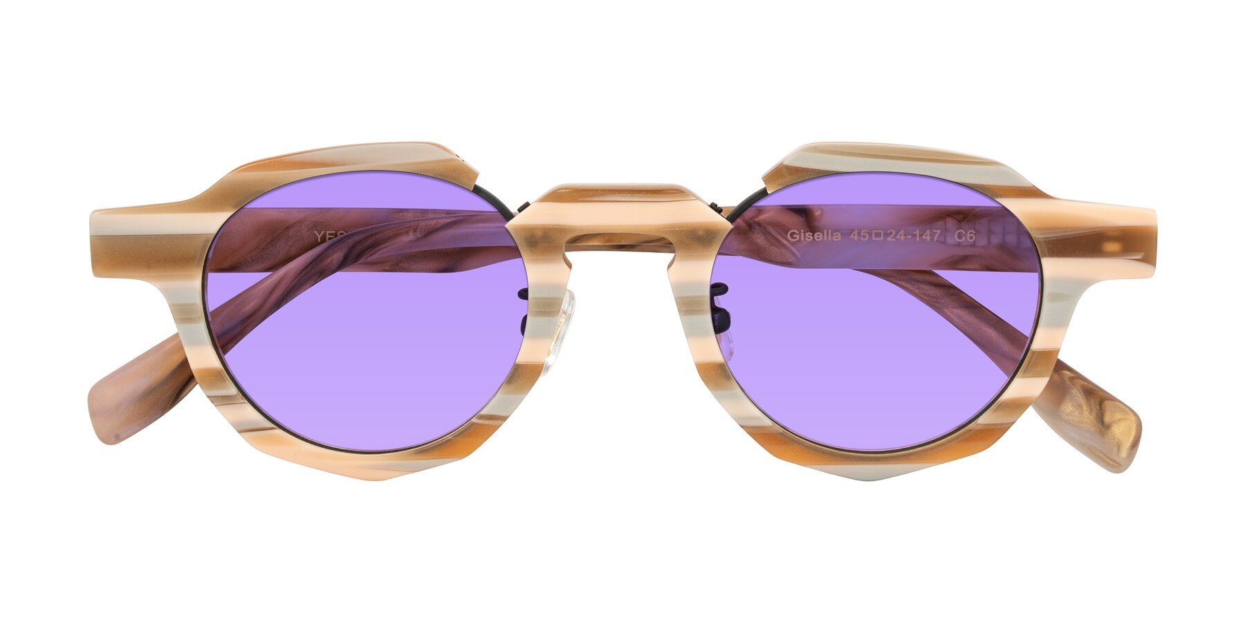 Folded Front of Gisella in Matte Canyon with Medium Purple Tinted Lenses