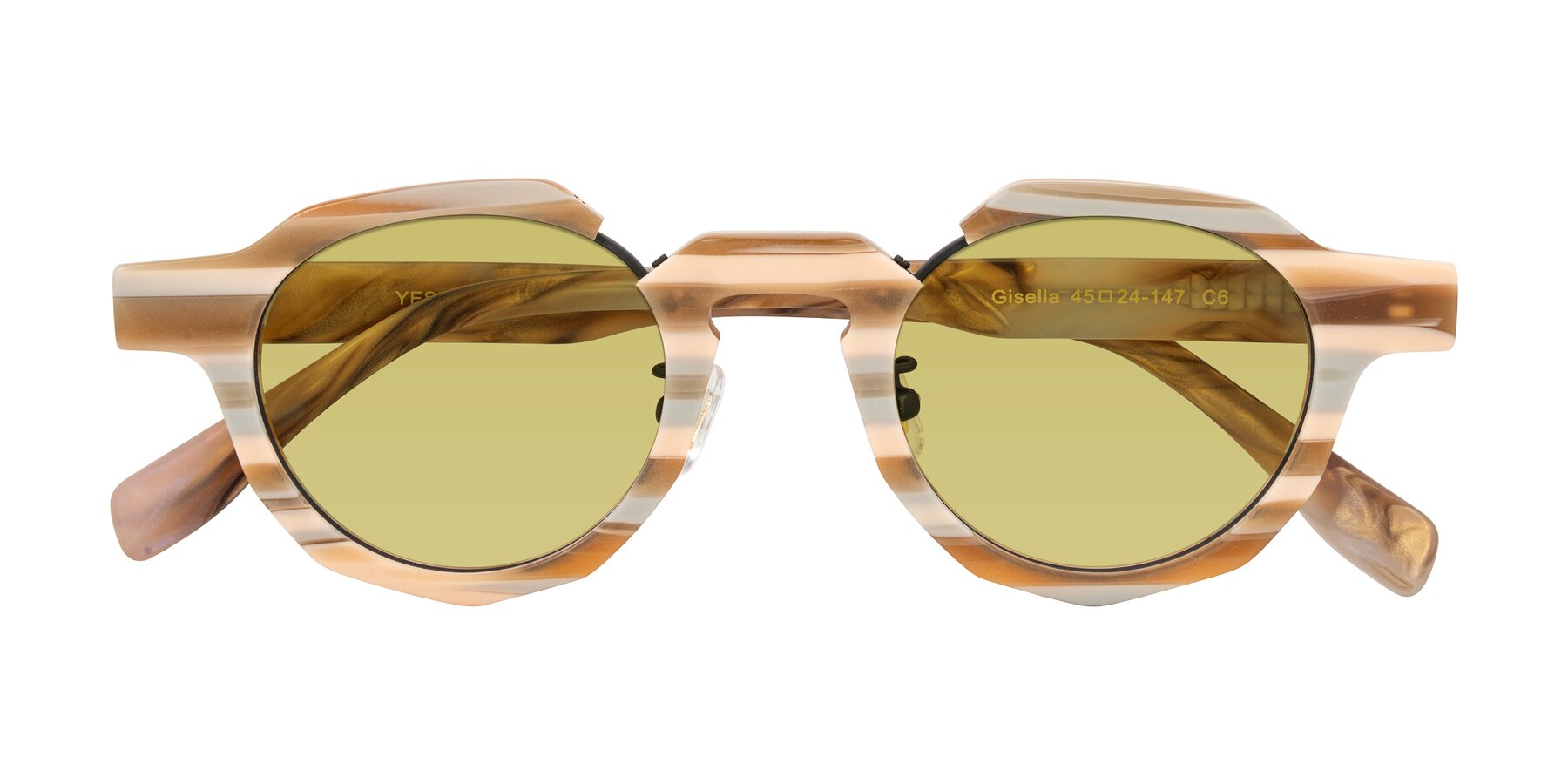 Folded Front of Gisella in Matte Canyon with Medium Champagne Tinted Lenses