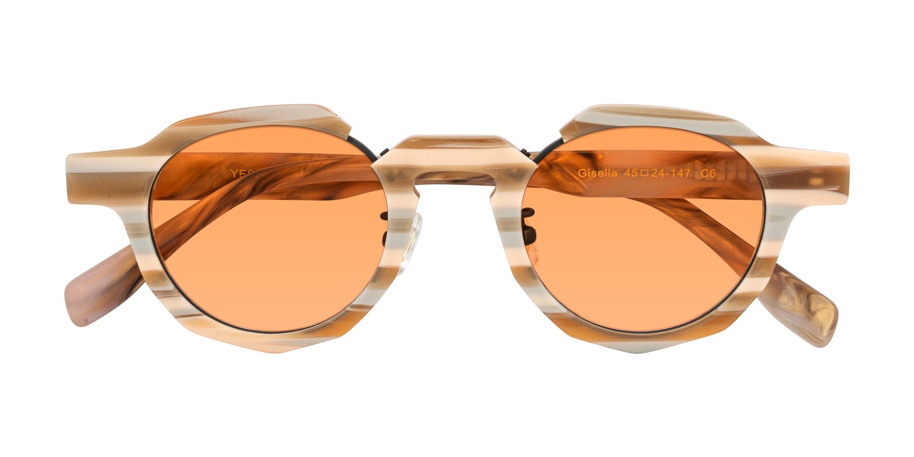 Folded Front of Gisella in Matte Canyon with Medium Orange Tinted Lenses