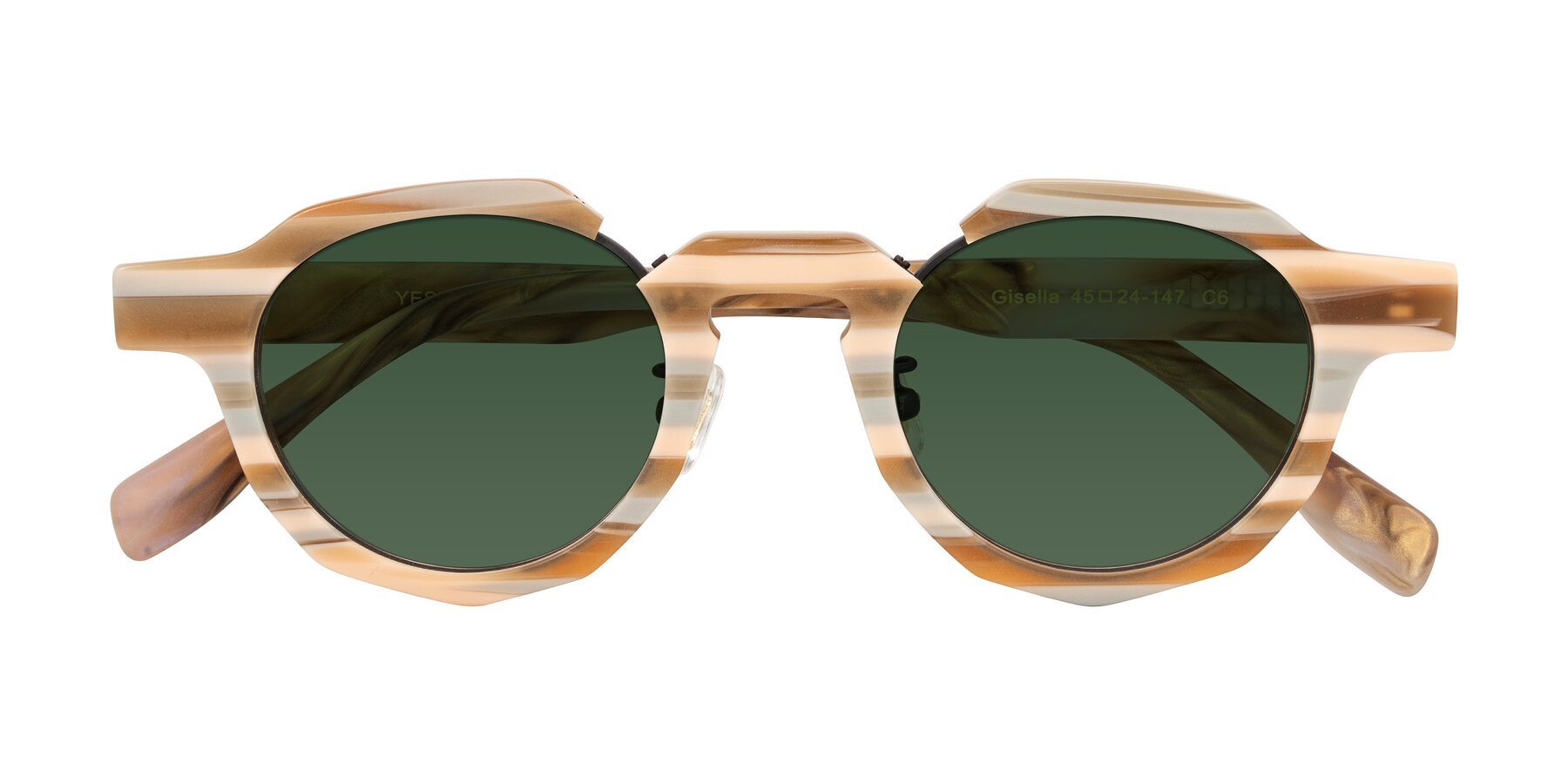 Folded Front of Gisella in Matte Canyon with Green Tinted Lenses