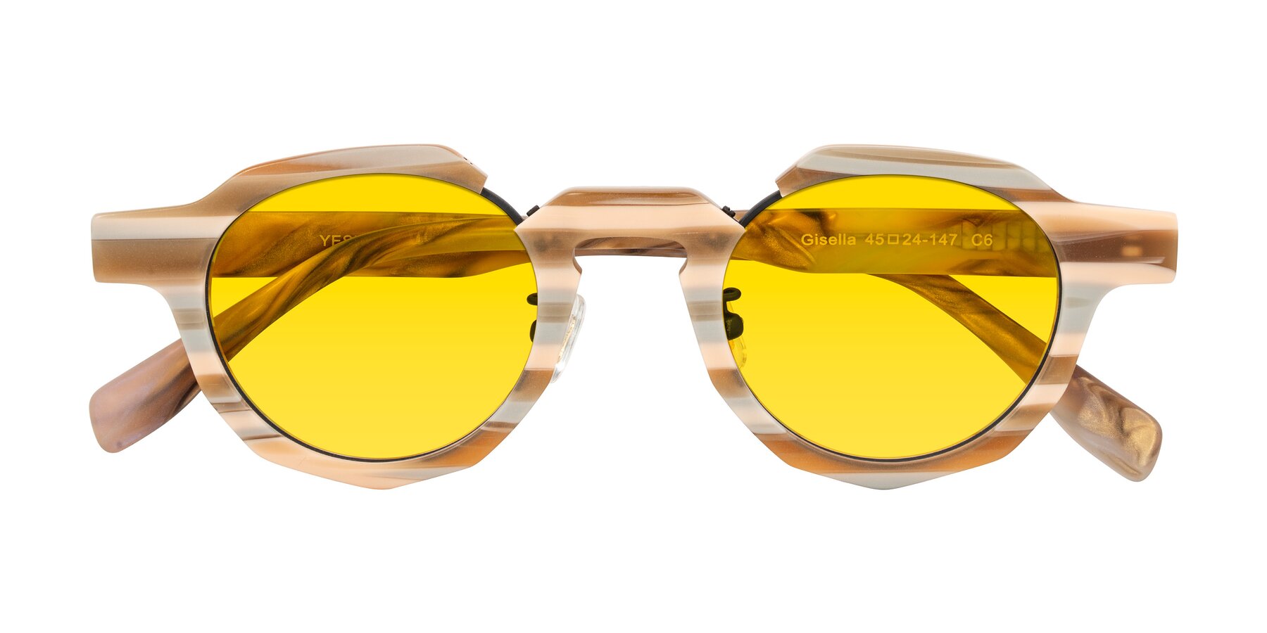 Folded Front of Gisella in Matte Canyon with Yellow Tinted Lenses