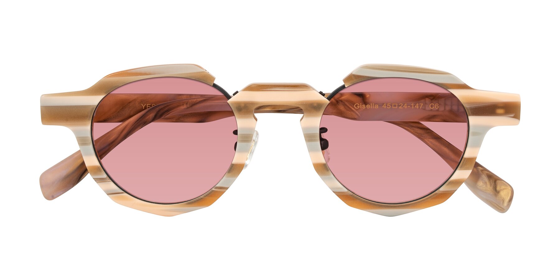 Folded Front of Gisella in Matte Canyon with Medium Garnet Tinted Lenses