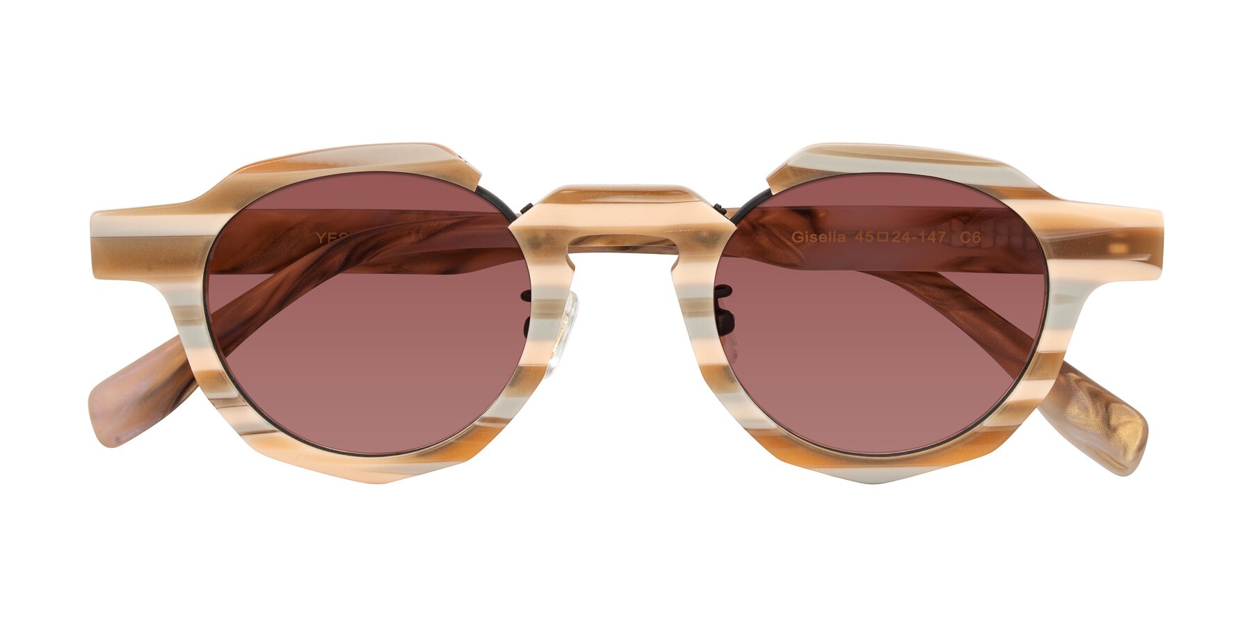 Folded Front of Gisella in Matte Canyon with Garnet Tinted Lenses
