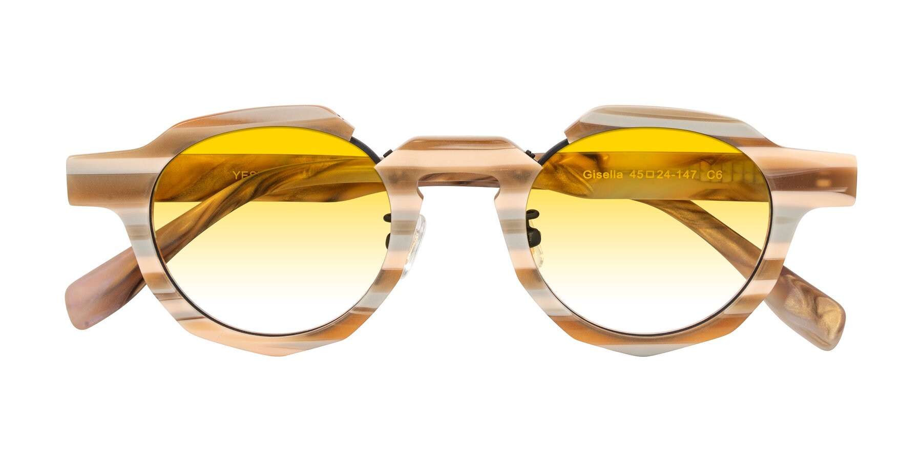 Folded Front of Gisella in Matte Canyon with Yellow Gradient Lenses