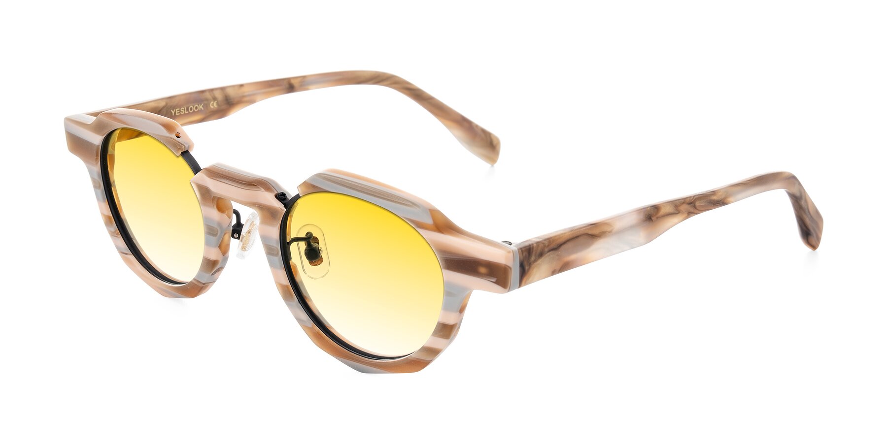 Angle of Gisella in Matte Canyon with Yellow Gradient Lenses