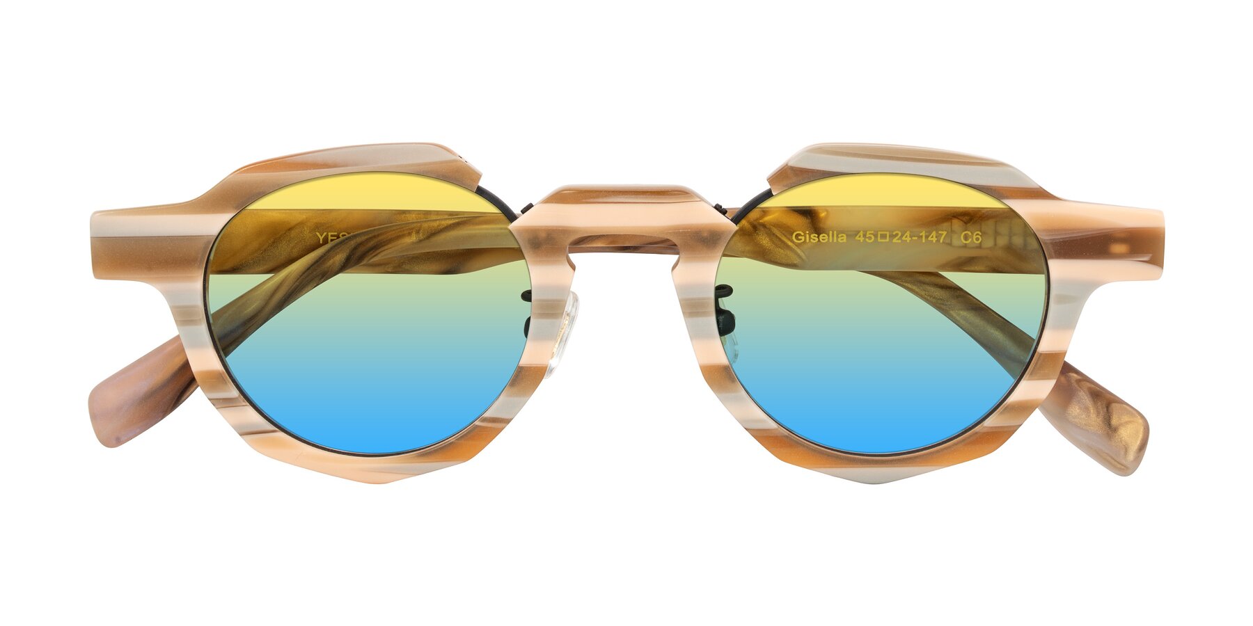 Folded Front of Gisella in Matte Canyon with Yellow / Blue Gradient Lenses