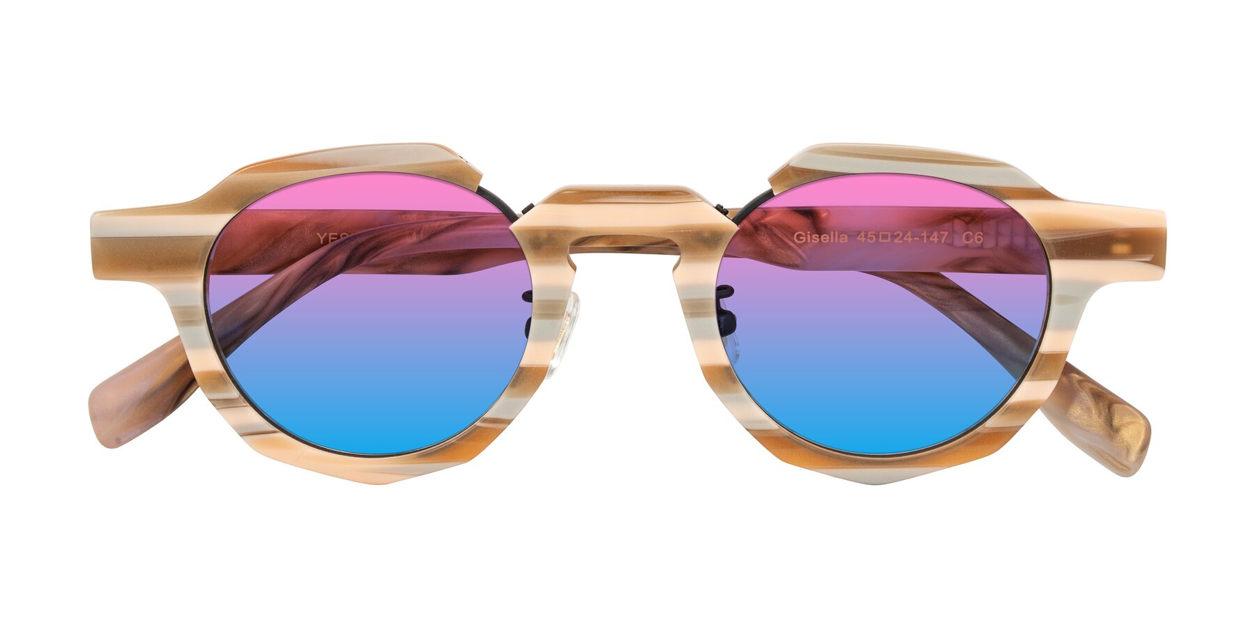Folded Front of Gisella in Matte Canyon with Pink / Blue Gradient Lenses