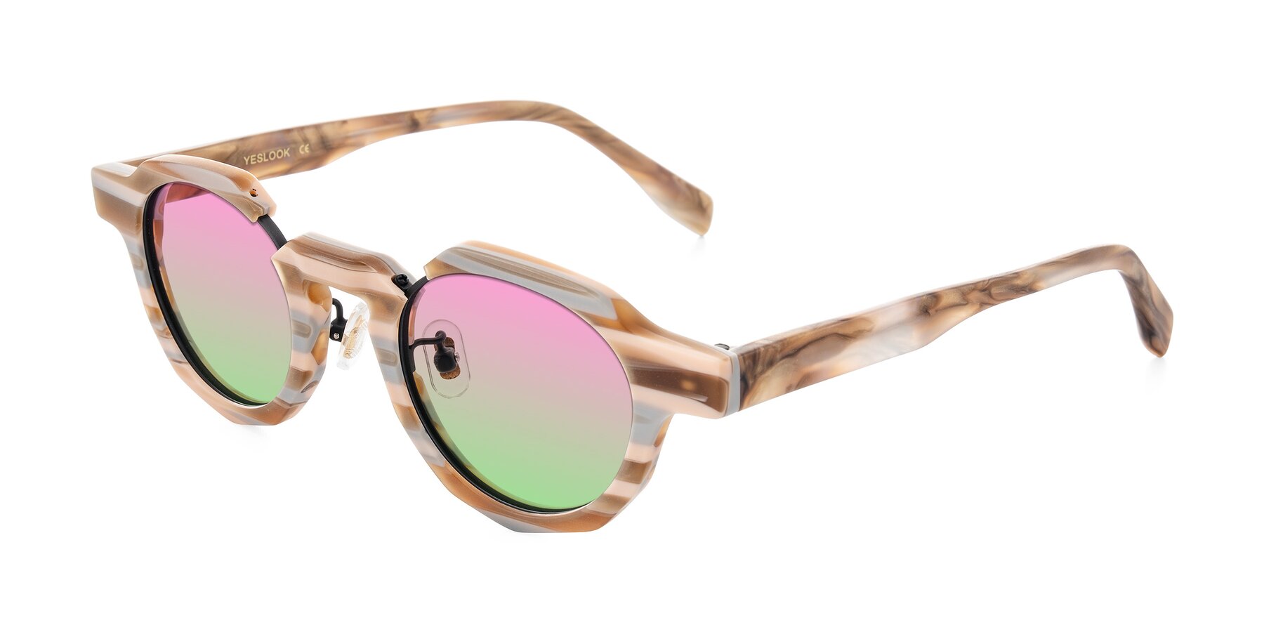 Angle of Gisella in Matte Canyon with Pink / Green Gradient Lenses