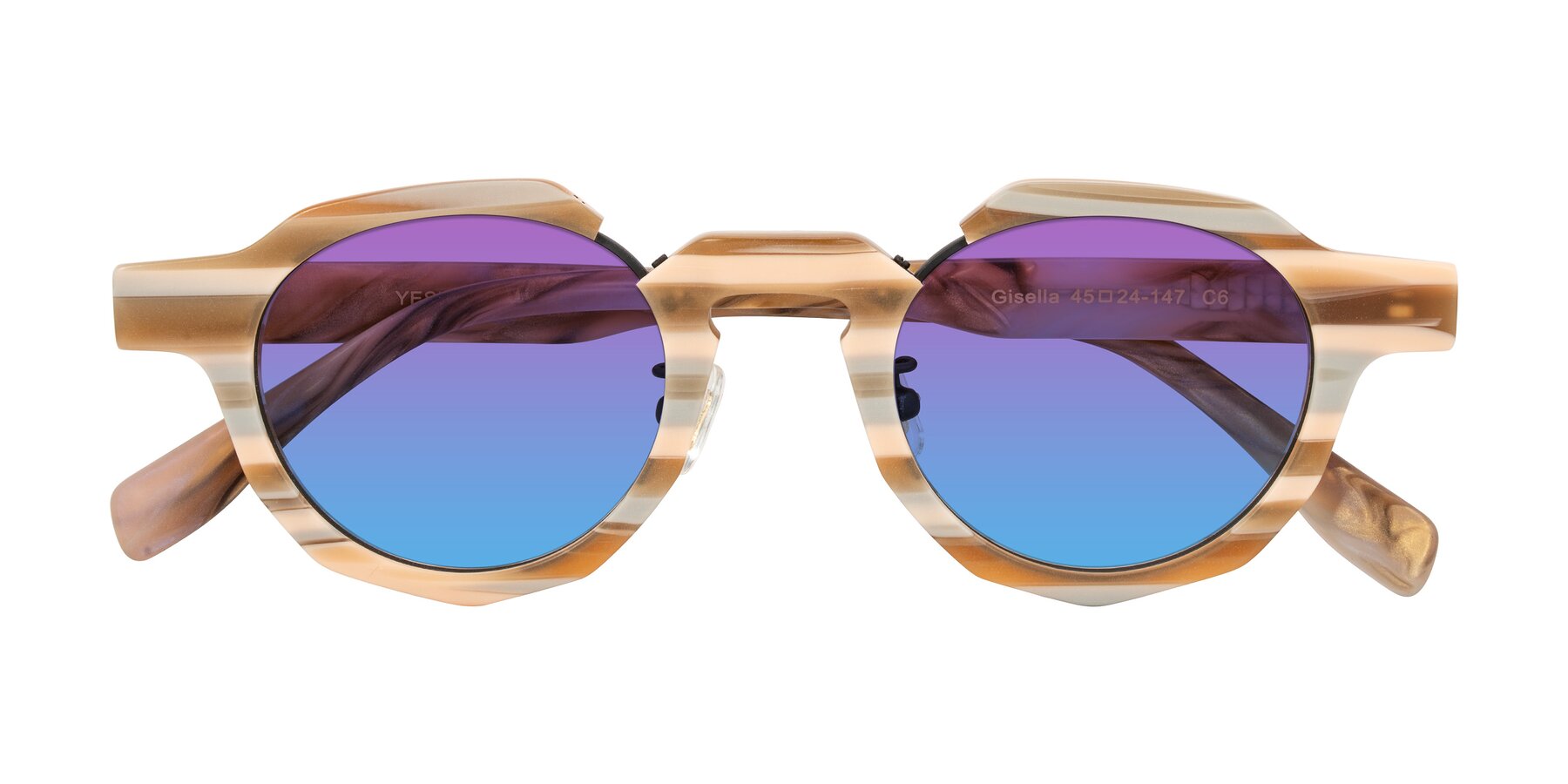 Folded Front of Gisella in Matte Canyon with Purple / Blue Gradient Lenses