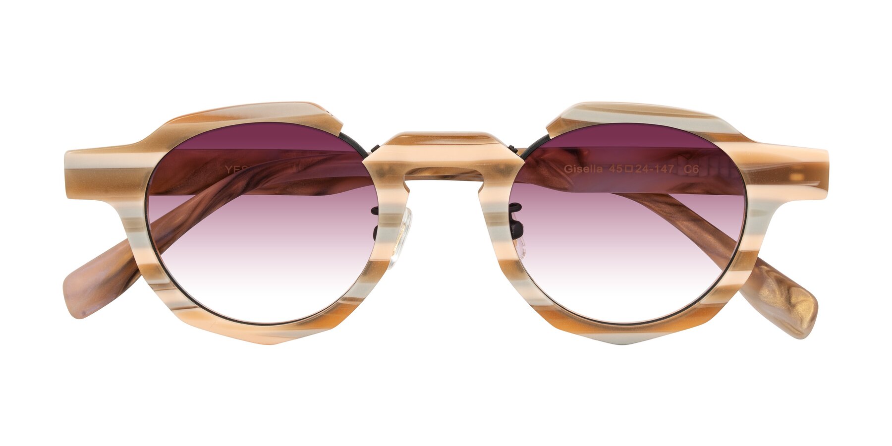 Folded Front of Gisella in Matte Canyon with Wine Gradient Lenses
