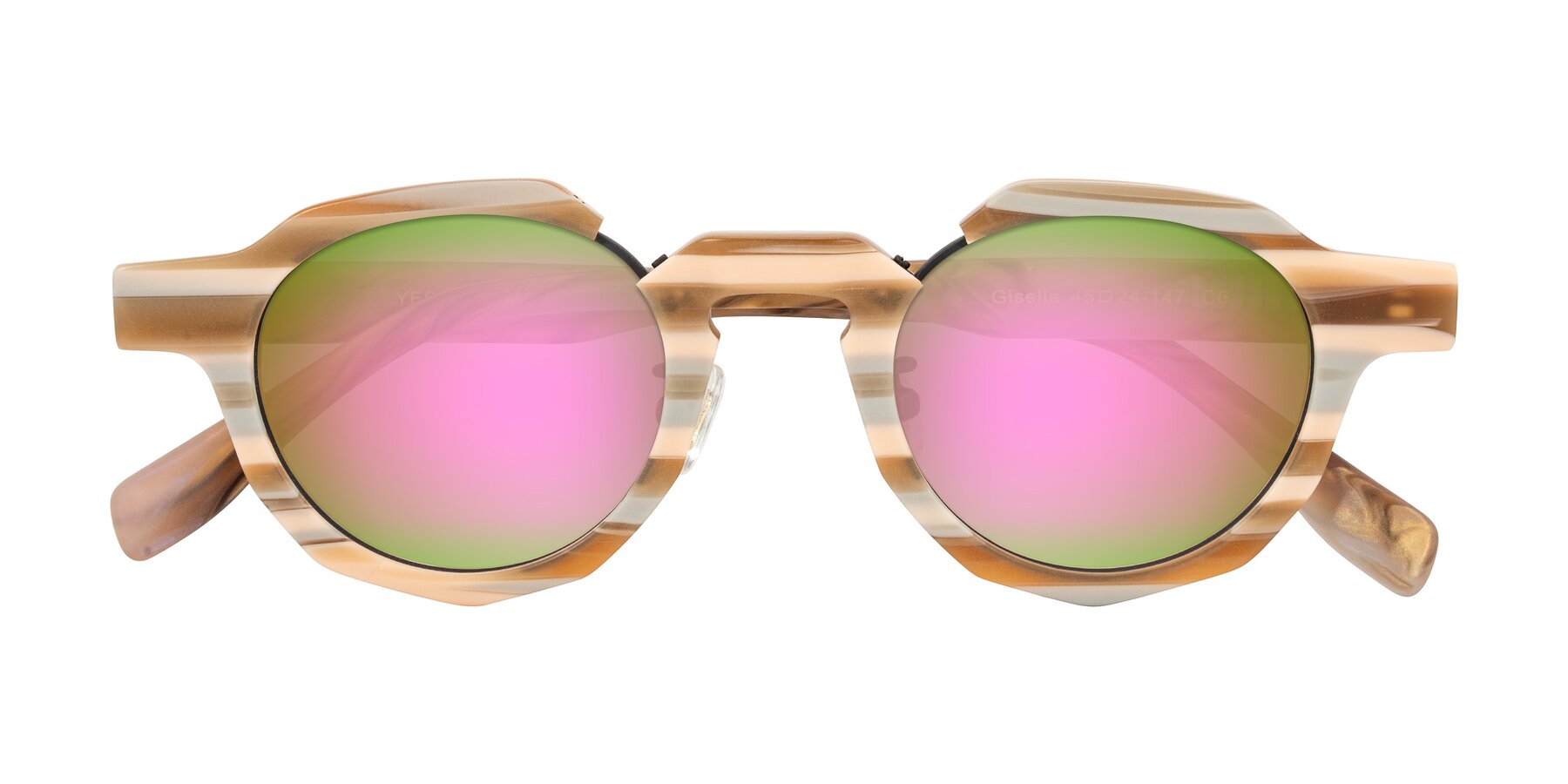 Folded Front of Gisella in Matte Canyon with Pink Mirrored Lenses